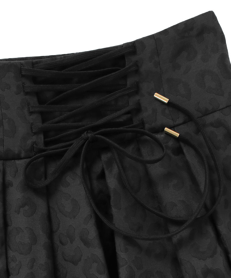 Back lace-up volume flared skirt