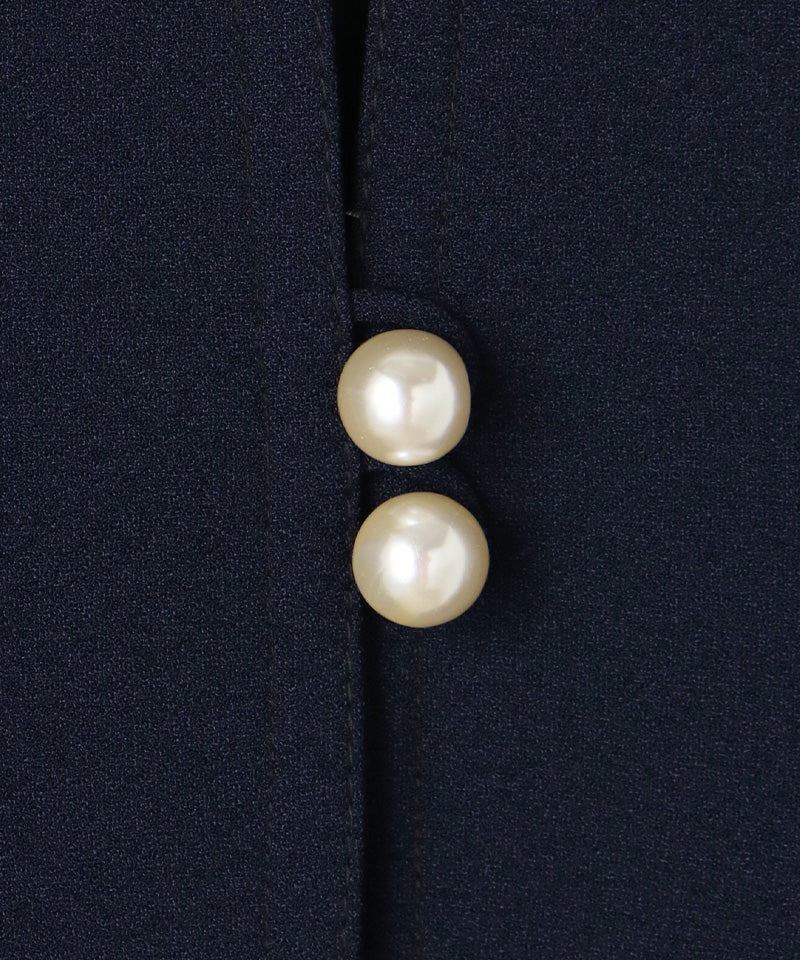 Pearl button collarless jacket