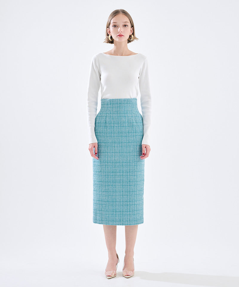 Tweed straight skirt