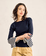 Cuff striped knit top