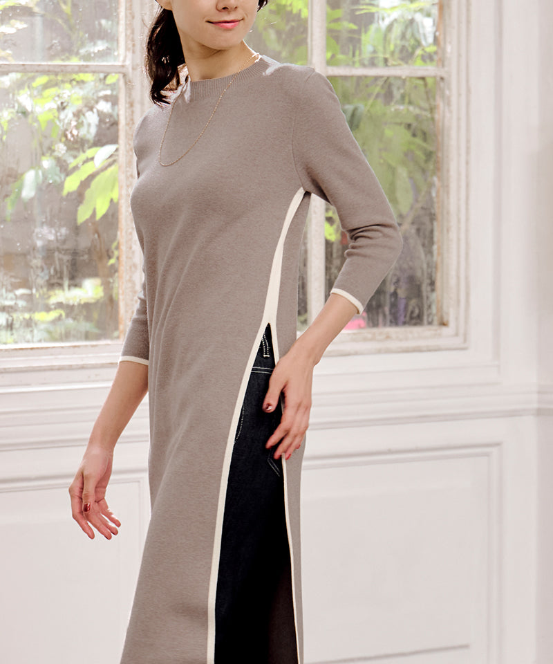 Cashmere blend side-slit long top