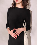 Cashmere blend side-slit long top