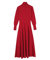 Turtleneck knit flared dress