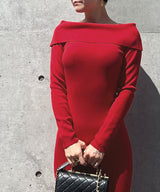 Shoulder wrap knit dress