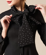 Double cross dress with dotted bow tie