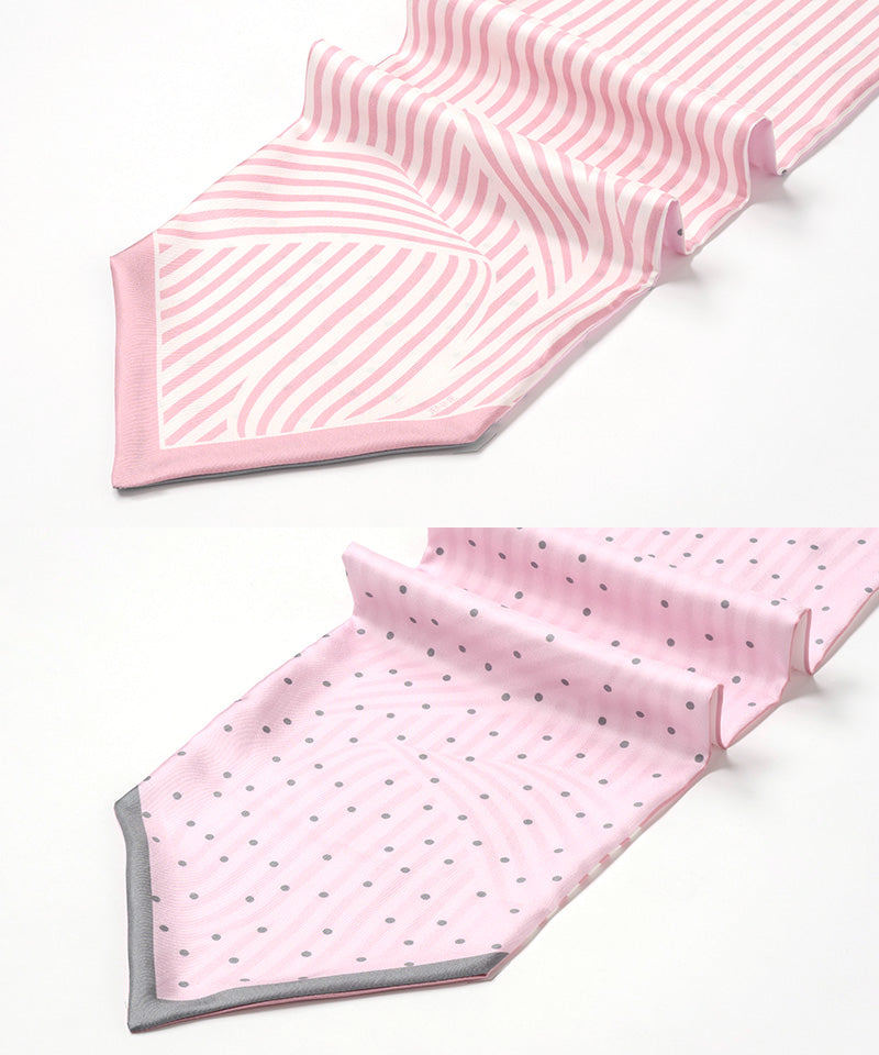 日本製弧形條紋×圓點圍巾
