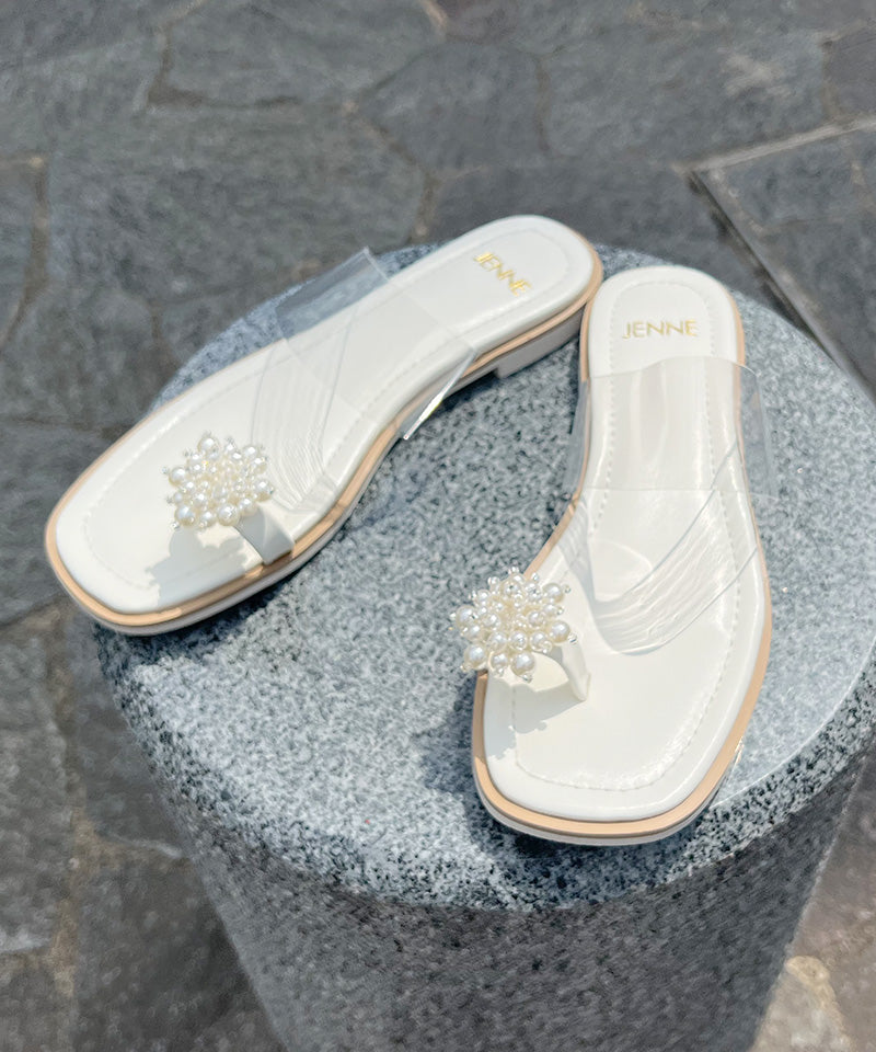 珍珠透明夾趾涼鞋