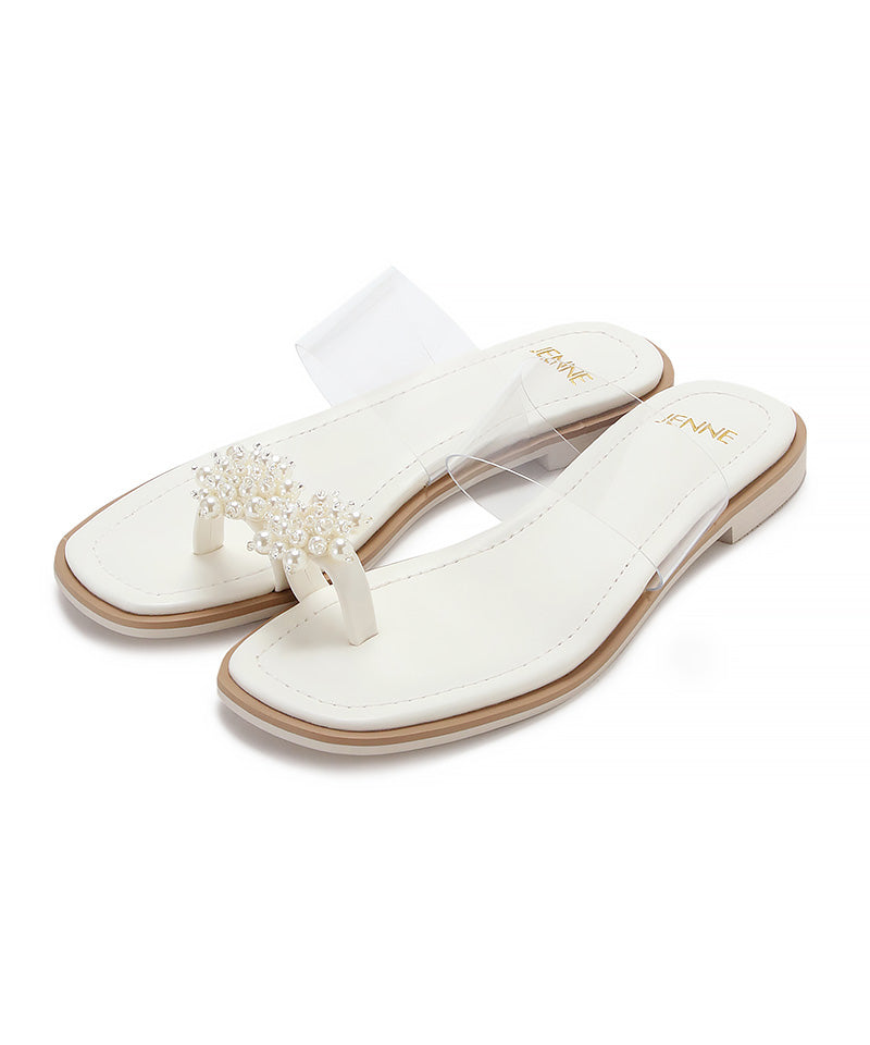 Pearl clear thong sandals