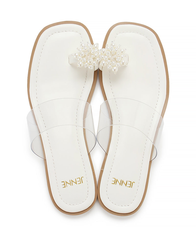 Pearl clear thong sandals