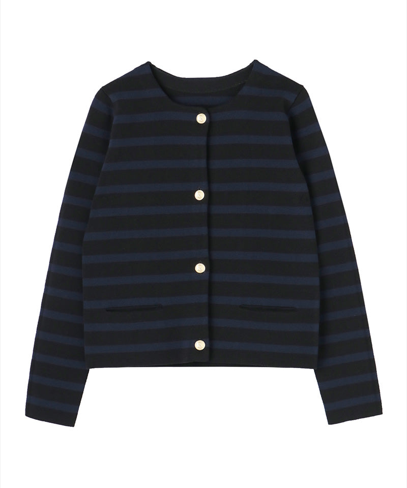 French chic striped knit jacket
