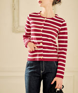 French chic striped knit jacket