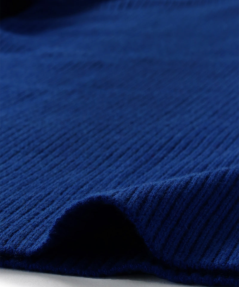 Wool-blend turtleneck ribbed knit