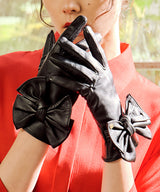 JENNE Leather gloves with ribbon
