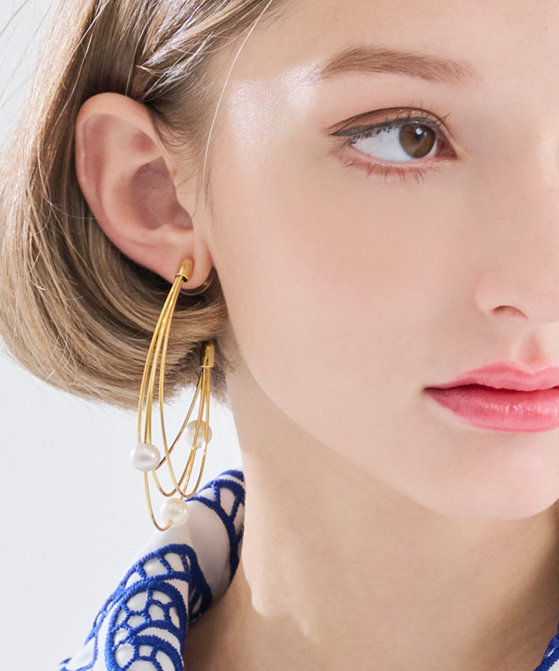 Made in Japan freshwater pearl gold earrings