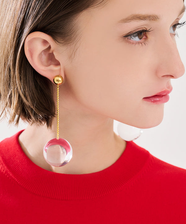 Twiggy-like clear ball earrings made in Japan