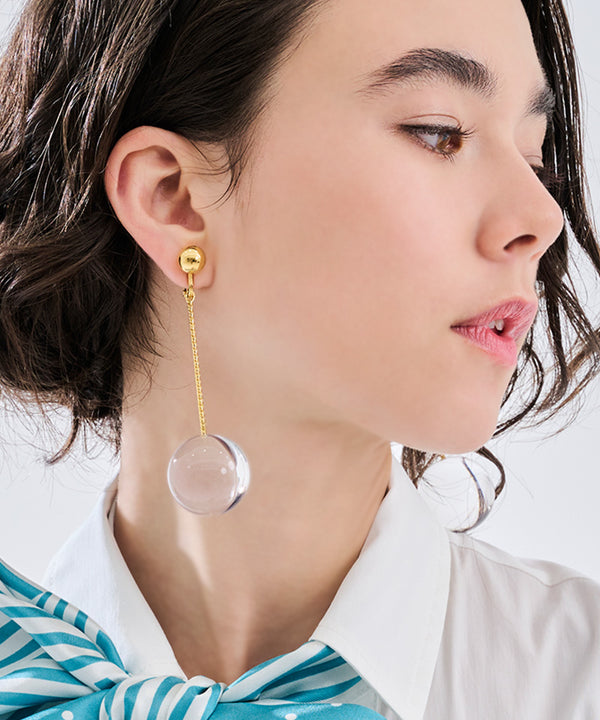 Twiggy-like clear ball clip-on earrings made in Japan