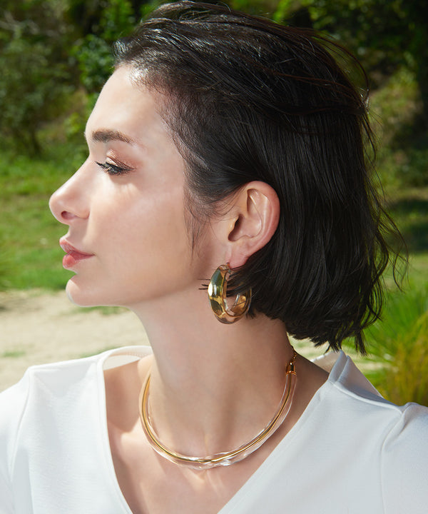JENNE boucles d'oreilles en or transparent fabriquées au Japon