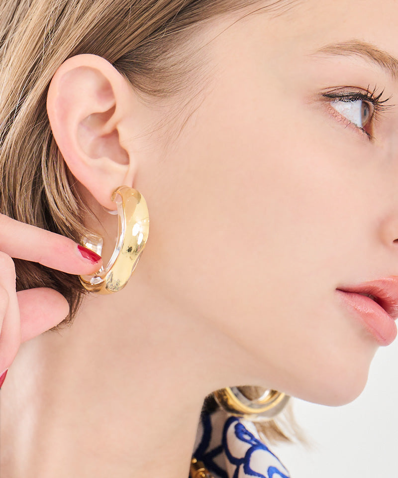 JENNE gold clear earrings made in Japan