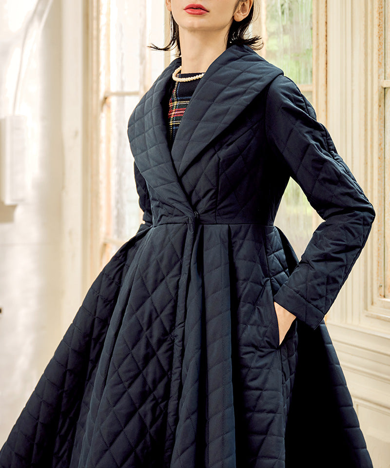 法式時尚絎縫喇叭大衣