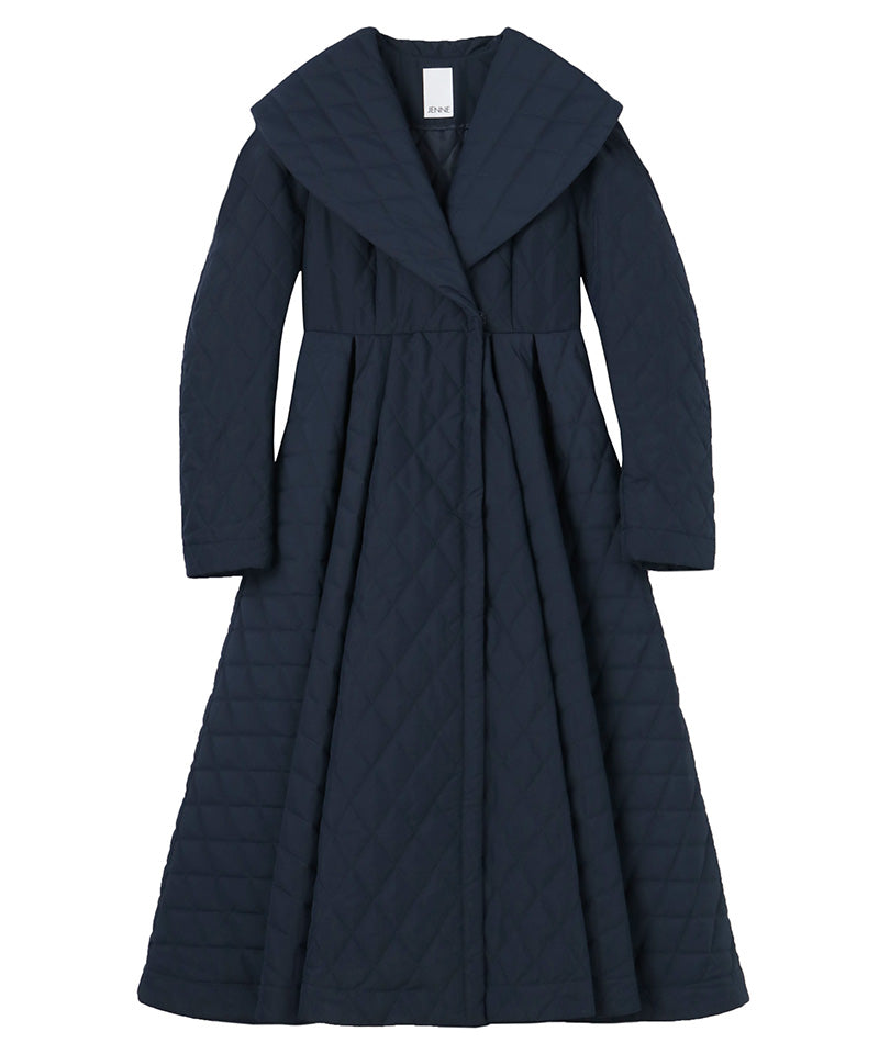 French chic quilted flare coat