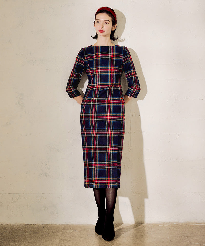 French retro checkered dress