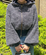 Relaxed tweed-style hoodie