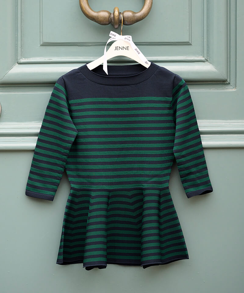 Made in Japan Seamless striped peplum knit
