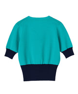 JENNE Bicolor half-sleeve knit cardigan