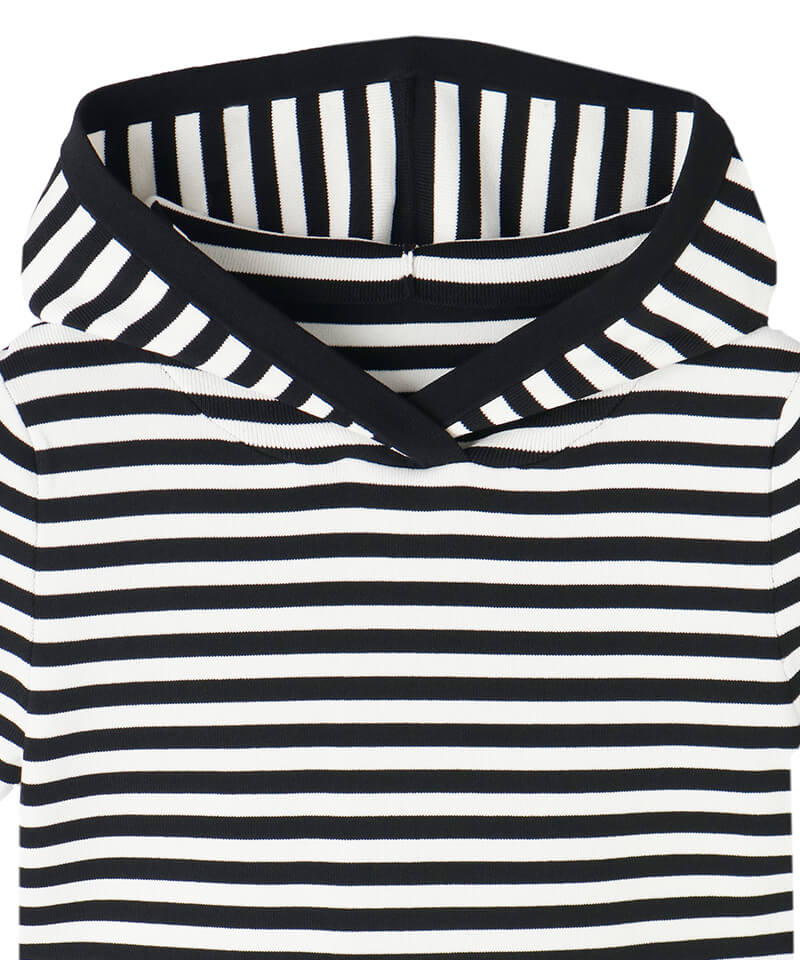 JENNE stripe short-sleeved hoodie