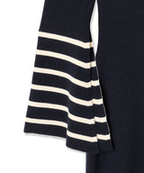 Striped flare-sleeve knit dress