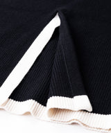 Ribbed knit bi-color tight skirt
