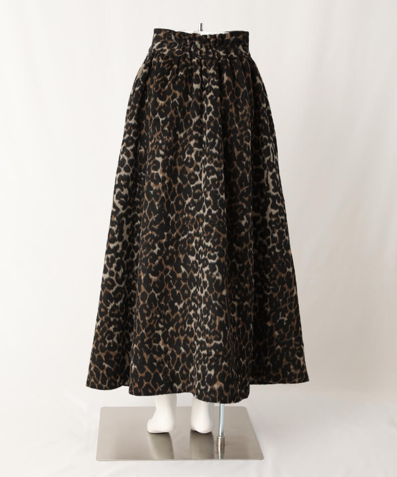 Leopard pattern flared skirt