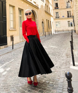 Faux leather flared skirt