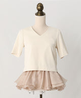 V-neck separate tulle top