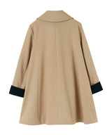 Bicolor lined collar flared coat