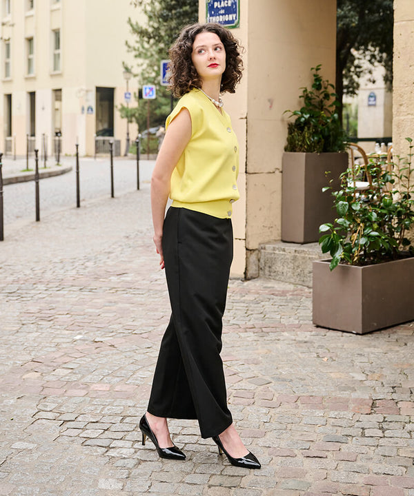 Wrap-skirt style wide pants
