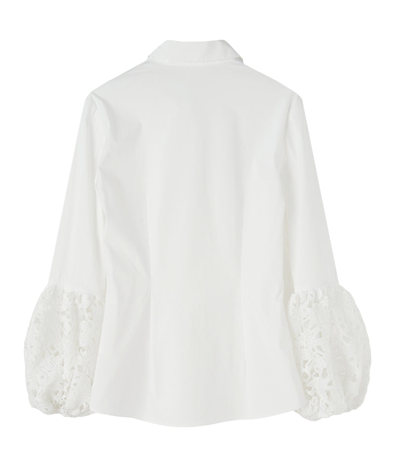 Lace blouse with voluminous sleeves