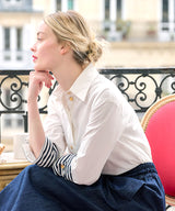 JENNE Cuffed striped blouse