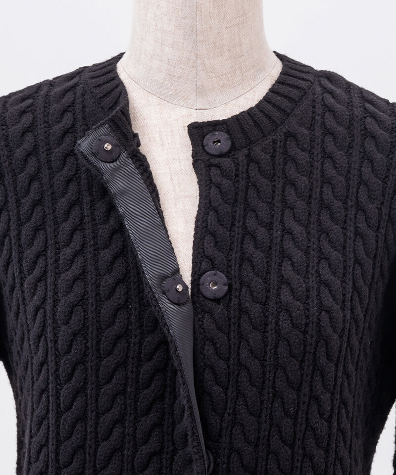 Cable knit long cardigan