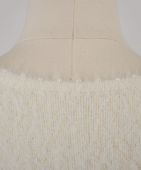 Pearl collar feather-touch V-neck knit