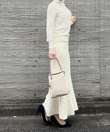 Cable knit long skirt