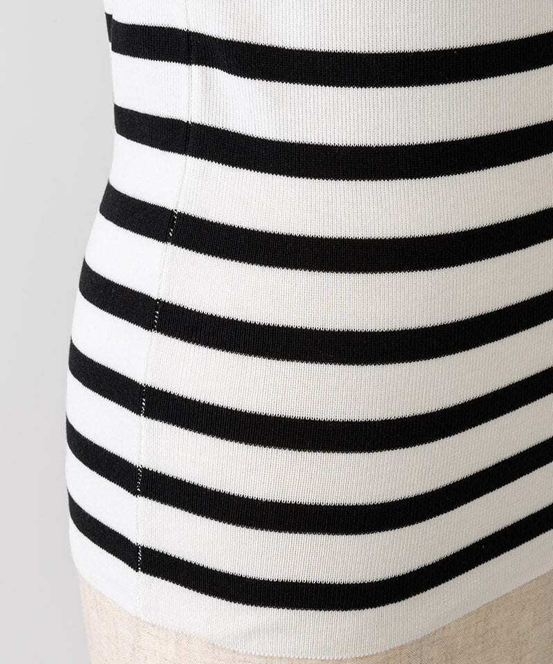 Wrapped button striped knitwear